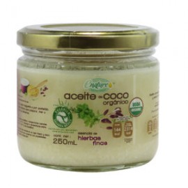 Aceite de coco esencia de hierbas finas orgánico 250ml.