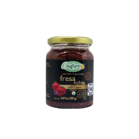 Mermelada fresa con chía orgánica (sin gluten) endulzada con jarabe de agave 280gr.