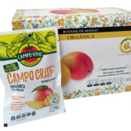 Caja Botana de mango deshidratado orgánico. Cont. 12 bolsitas
